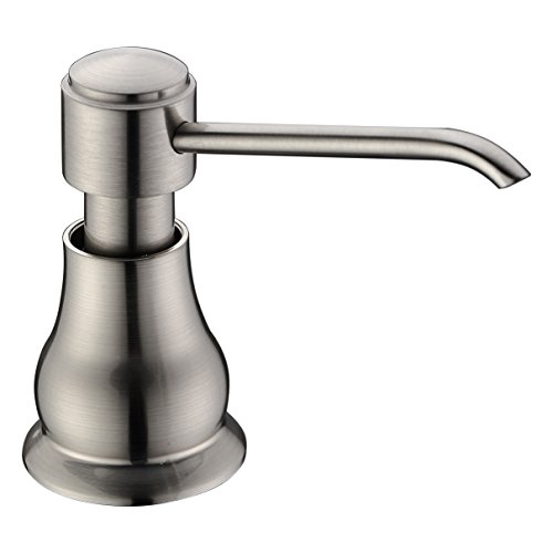 Delle Rosa Soap Dispenser Pump, Brass Kitchen Sink Soap Dispenser, Soap Or Lotion Pump Dispenser, Built In Countertop Soap Dispenser Brushed Nickel, 11Oz #TOP12