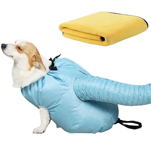 MooGlamor Dog Dryer and Cat Dryer Pet Drying Bag with 23.6 in Drying Towel Quick Drying Kit for Dog Afraid of Hairdryers (L)