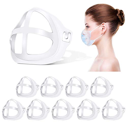 Face Mask Bracket (10Pcs) 3D Mask Bracket - Silicone Mask Bracket More Space for Comfortable Breathing Protect Lipstick Washable Reusable (Large)