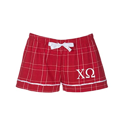 Chi Omega Sorority Flannel Boxers - Chi O Boxer Shorts - Chi Omega Greek Letter Sleepwear Pajama Bottoms