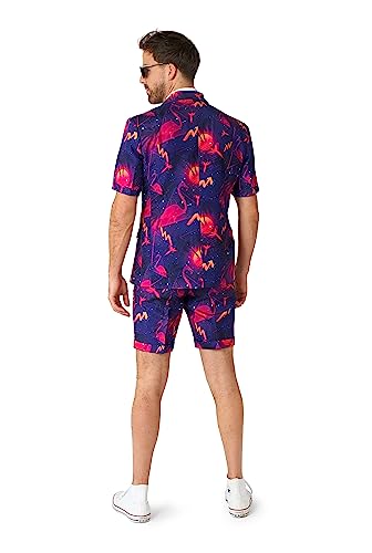Suitmeister Men's - Summer Retro Neon Navy Suit - Beach Party Outfit - Including Blazer, Pants and Tie - Purple2