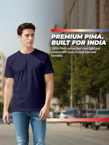 Image of 100% PIMA Cotton T Shirt for Man | Premium Men T-Shirts Regular Fit | Half Sleeve Round Neck Cotton Tshirt for Man | Mens Tees Made for Indian Climate | Available in 10 Colours