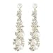 CIShop Waterfall Earrings-UltraSparkling Long Pearl earrings with Diamonds-Super Beautiful