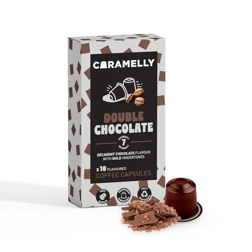Image of Caramelly Double Chocolate Flavoured Nespresso Compatible Coffee Capsules, 30 Pods, Intensity - 7 | Medium Roast | Aluminium Coffee Pods | 100% Arabica