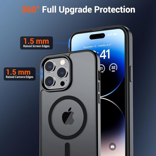 Image of iPhone 14 pro Magsafe Hard Back Case | Matte Design & 360 Protection | Military-Grade Apple iPhone 14 pro Cover | Strong Magnet Back - Black