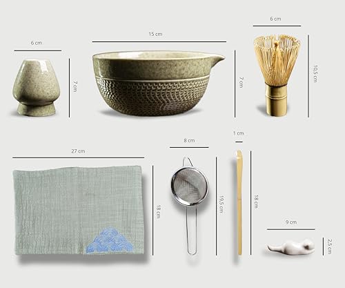 Miniatura 9 de Harmonizeyoursenses Kit Matcha Completo, Set Matcha Kit De Ceremonia De Té De 7 Piezas. Tazón De Cerámica Y Batidor Premium De Bambú De Calidad, Ideal Para Regalo. Bienestar Y Harmonía.