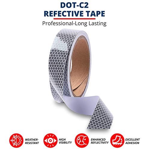 X-Boseat White Reflective Tape 1Inch X 15Ft Reflector Tape Self Adhesive, Durable And Waterproof - Dot C2 For Marking Areas, Objects And Vehicles (1 In 15 Ft) #TOP2