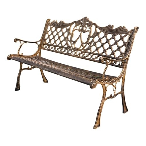 Banco de parque al aire libre, silla de jardín de aluminio fundido de hierro forjado para patio y patio, muebles para uso recreativo