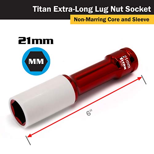 Titan 21121 1/2-Inch Drive X 21Mm Non-Marring Impact Extra-Long Lug Nut Socket #TOP1