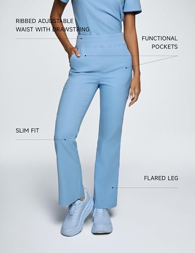Image of Sedona Flared Scrub Pants for Women - High-Waisted, Slim Flared Fit with 6 Functional Pockets, Stylish Design