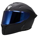 Broken Head Klapphelm BND Stealth - Motorradhelm mit Sonnenblende, Touring-Helm, Vorbereitet Für Kommunikation, Belüftungssystem, Schwarz Matt, ECE 22.06 (+ Blaues Visier, S 55-56 cm)