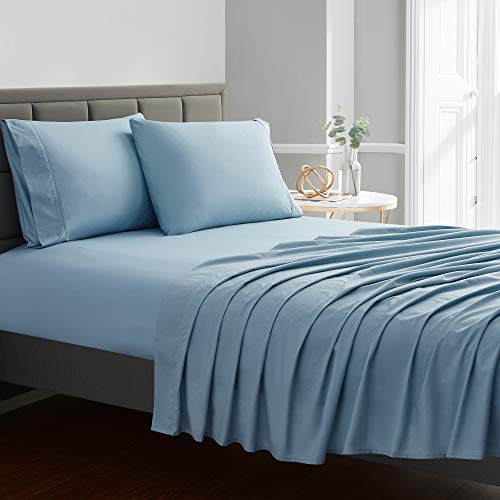 Image of Sweet Home Collection Pure Cotton Soft Bed Sheet Set - Premium Soft & Breathable Luxury Staple Quality Sheeting - 100% Cotton Sheet Set - Queen, Misty Blue