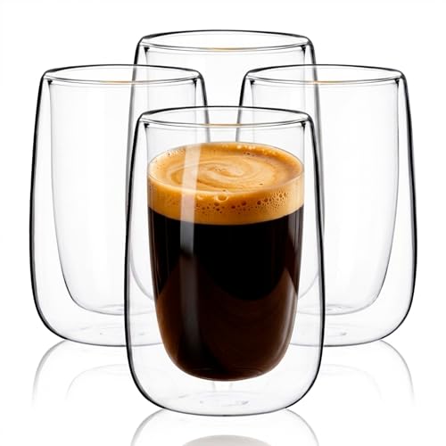 Catálogo de Vasos largos comprados en linea. 47 MAGMALIFE Vasos de Cristal Doble Pared De 400 ml (13.5 Onzas), Vidrio De Doble Fondo. Elegante Set de 4 Piezas, Ideal Para Capuchino, Vino o Jugo, Conservan la Temperatura de...