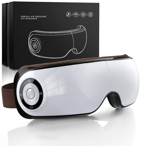 Heated Eye Massager with Music & Compression, Eye Mask for Migraines, Dry Eyes & Dark Circles Relief, Sleep Improvement, Portable Massager for Women & Men