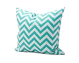 Tamaño: Small 40 * 40 cm outflower funda de almohada diseño de ola cian y blanco zig-zag estampado funda de cojín impresos/dormitorio/salón/oficina/coche/Sofá 40 * 40 cm)