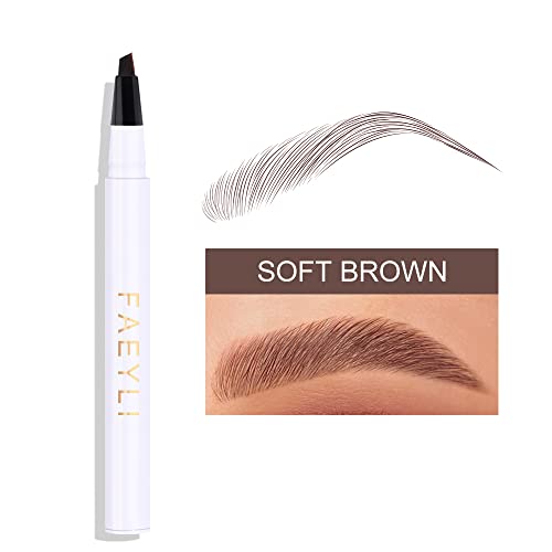 Eyebrow Pen, Long-Lasting Waterproof Dark Brown Liquid Eyebrow Pen Tilted-Pronged Tip Eye Brow Color Smudge-Proof Eyebrow Pen For Women Daily Natural Eye Brown Makeup (4# Dark Brown) #TOP1