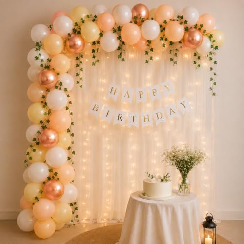 Image of SpecialYou Rose Gold Peach Vines Theme Birthday Decoration kit For Girls, Birthday Decoration Items, Pastel Balloons for Decoration, Peach, Rosegold, Pink & White Balloons For Birthday Decor - 45Pcs