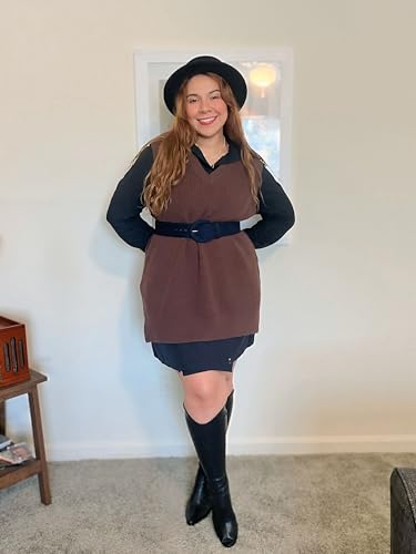 CARCOS Plus Size Sweater Vest for Women Preppy Style V Neck Sleeveless Sweaters Knit Pullover Tank Tops XL-5XL2