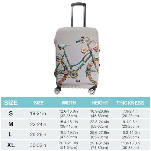 Flower Bicycle Suitcase Covers Luggage Protector - Travel Elastic Baggage Case Protective, Washable Anti-scratch Large Suit Case Cover for Suitcases Fits 19-32 Inch Luggages XL2