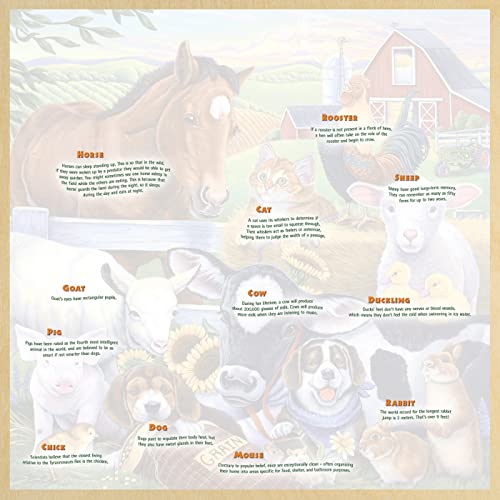 Fanpan Masterpieces 48 Piece Fun Facts Jigsaw Puzzle For Kids - Farm Friends Wood Puzzle - 12"X12" #TOP3