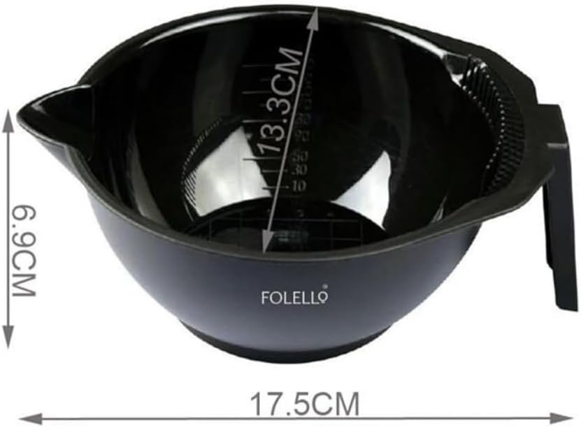 Combo Pack of Plastic Mug Hair Colouring Mixing Bowl & 1 Hair Dye Brush | Professional Styling Hair Dye Applicator Colour Mixing Bowl with Handle (Set of 2, Black)