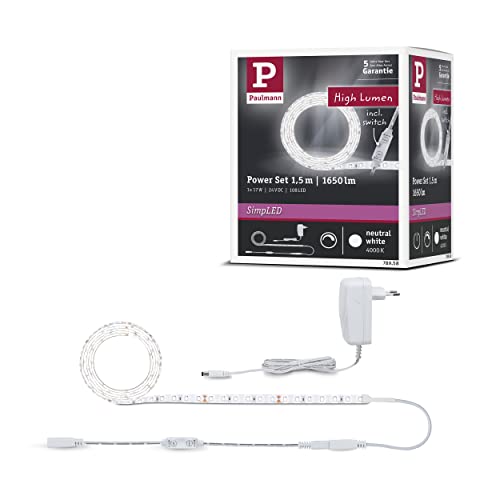 Ruban LED 1,5m Paulmann 78958 SimpLED Power | Luminaire étanche IP44 blanc neutre 1100lm/m