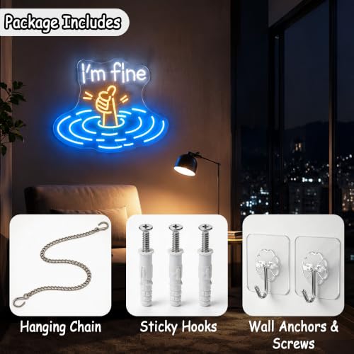 Image of I'm Fine Neon Sign for Wall Decor Dimmable Led Neon Lights Signs