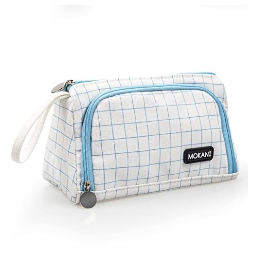 Mokani Estuche Escolar Grande, Estuches de Lápices de Gran Capacidad, Bolsa de Lápices Lona Premium Organizador de Papelería para Niñas Niños Adolescentes Estudiantes Adultos, Celosía Azul