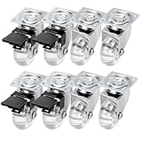SINJEUN Lot de 8 roulettes pivotantes pour meubles 5 cm - 4 avec frein 4 sans frein - Poly...