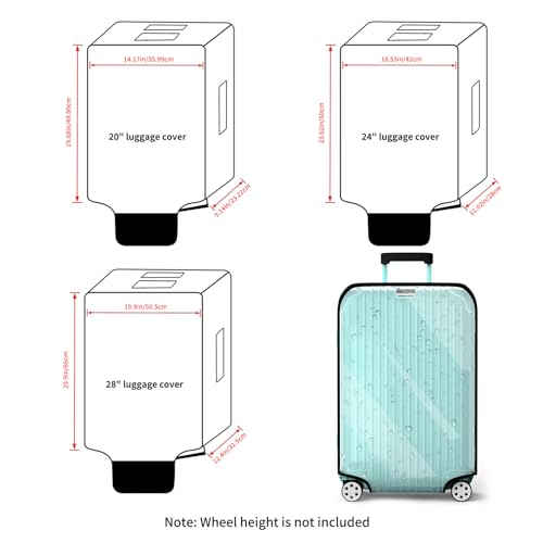 YHOUSE 3 PCS Thicken Clear Luggage Cover Protector, 20\" 24\" 28\" PVC Luggage Covers for Suitcase Waterproof Dustproof Anti-scratch TSA Approved Travel Suitcase Covers for Wheeled Luggage - Thumbnail 3