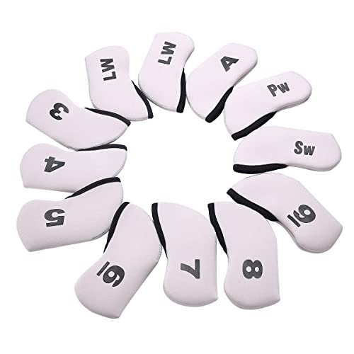 Club Iron Head Covers Neoprene Iron Cover 3-lw Protect Case Fit Both Right And Left Hand (white Black)