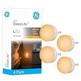 GE SleepLite Night Lights Plug into Wall, 4-Pack, Warm Amber