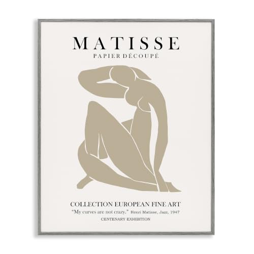 Neutral Silhouette Modern Woman Matisse, 11 x 14 Inch Framed Giclée Print