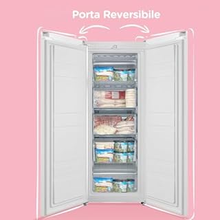 COMFEE' RCU160WH2(E) 160L Congelatore monoporta verticale e 5 Cassetti, 4 Stelle, -24° Gradi, Controllo Della Temperatura, Compressore GMCC di Alta Qualità, Cerniere Della Porta Sostituibili, Bianco