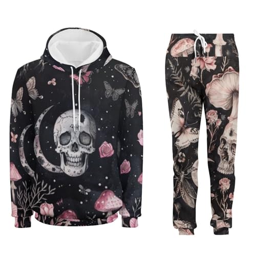 Survêtement 3D homme avec sweat à capuche squelette et pantalon noir