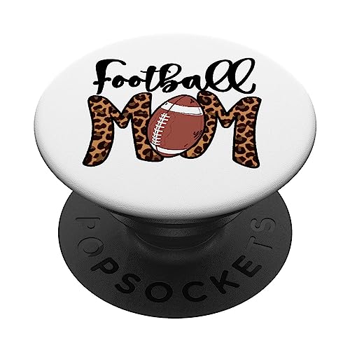 Football Mom Leopard American Football Mothers Day Mom Mama PopSockets Adhesive PopGrip