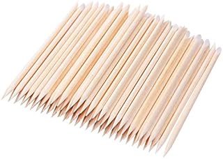 100 PCS Orange Wooden Sticks, TEOYALL Double-End Wood Cuticle Pusher Nail Art Manicure Pedicure Tools (100pcs)