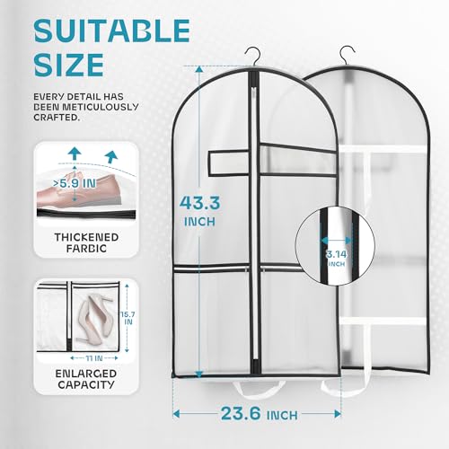 Image of Lazebox 43 inch Travel Garment Bag with Accessories Zipper Pocket, Heavy Duty Suit Bag for Suits, Tuxedos, Dresses, Coats