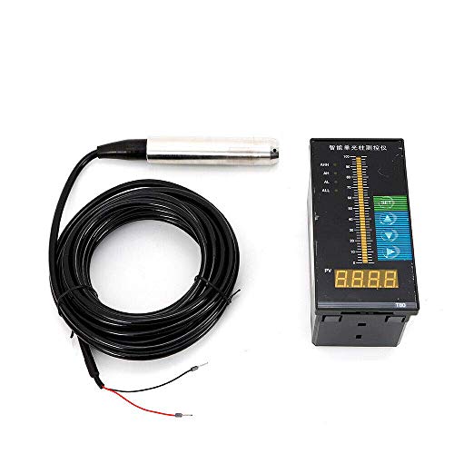 Level Meter Sensor, 4-20MA Level Transmitter Water Liquid Level Monitoring Sensor Digital Light Column Display Controller with Cable, Liquid Level Display Meter (6M)