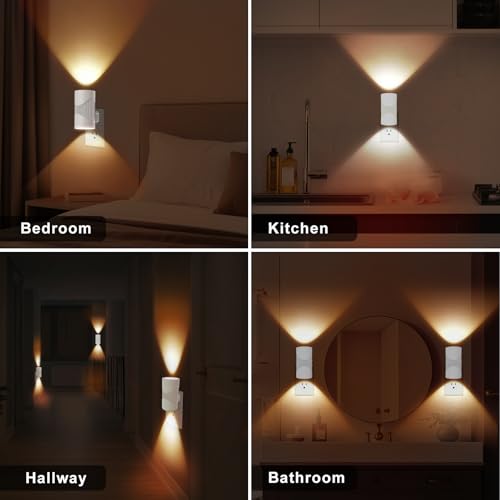 Image of easuntec Night Light, Night Lights Plug into Wall, Warm Led Night Light, Dusk to Dawn Light Sensor, 3 Light Modes, Dimmable Night Lights for Bedroom Bathroom Hallway Kitchen Stairs (White, 2 Pack)