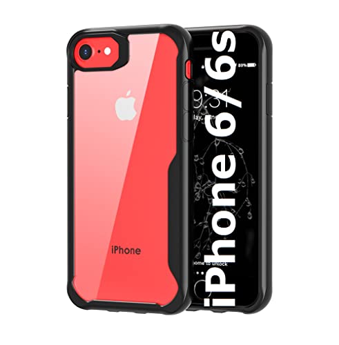 Image of REALCASE iPhone 6 / 6s Back Cover Case | Clear Gel Transparent TPU Shock Proof Bumper Case Back Cover Case for iPhone 6 / 6s (B-Black)