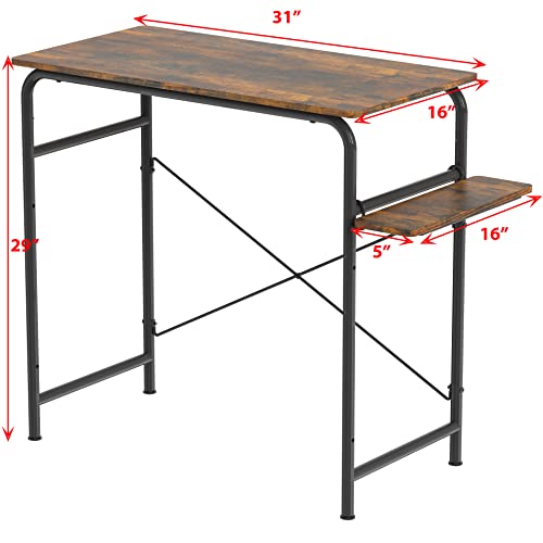 Petit bureau d'ordinateur de jeu marron rustique avec étagère pratique - 4