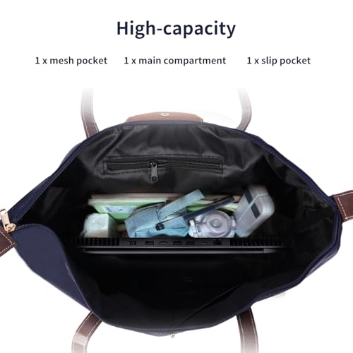 LINGLONGCY Damen-Schultertasche Faltbar Großes Fassungsvermögen Wasserdicht Nylon Umhängetasche Handtasche Reisehandtasche Schwarz M 42 * 30 * 18cm