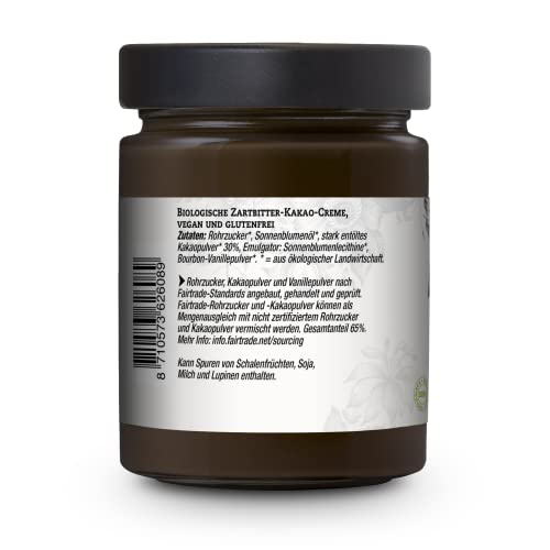 Brinkers La Vida Vegan Zartbitter-Creme 270 g, Ideal zum Frühstück aufs Brötchen, veganer Bio Brotaufstrich, glutenfrei und Palmölfrei