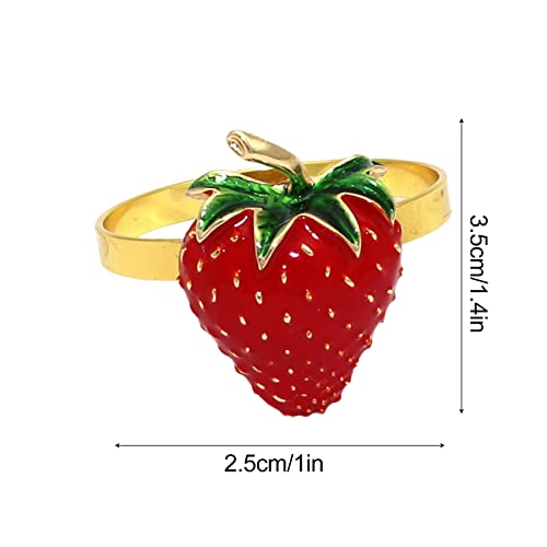 Firlar Strawberry Napkin Rings Set Of 12,Handmade Fruit Napkin Holder Summer Fruit Napkin Ring Holder Metal Napkin Buckle For Wedding Christmas Dinner Decor Home Table Decoration #TOP5