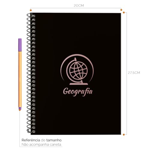 Caderno Universitário Espiral 1 Matéria Profissões Geografia (Preto e Rosê)