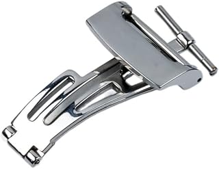 HAODEE 18mm Watch Accessories Butterfly Buckle for AP Royal Oak Series Leather Rubber Strap Clasp Stainless Steel Folding Buckle (Color : Silver Buckle, Size : 18mm)