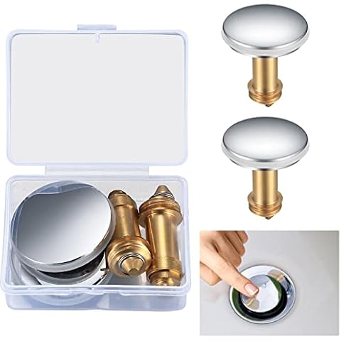 2 Pcs Pop Up Click Clack Sprung Plug Stopper, Brass Bathroom Wash Basin Sink Drain Plug Stopper, Waste Sink Drain Strainer Plugs Pop-up for Washbasin Kitchen Bathroom 38mm Cover