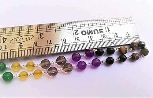 Mala Navratna perles multicolores Navgrah collier bouddhiste de 68 cm de qualité A+ - 4