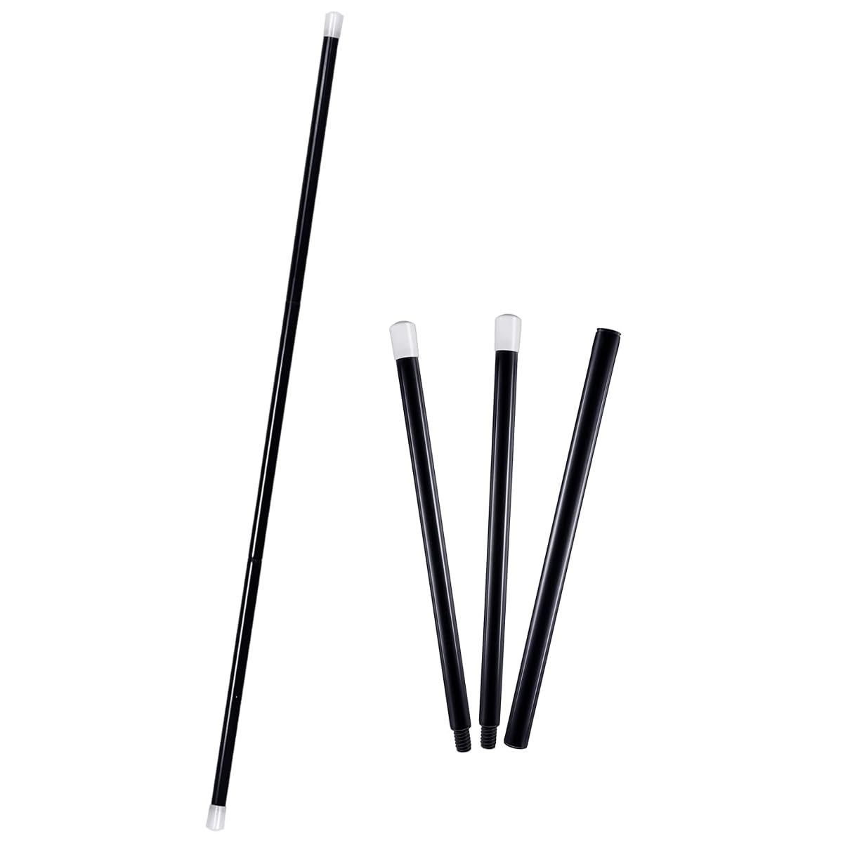 Tvoip 1 Piece 36.5 Inches Long Theatrical Cane 1920s Black Cane Halloween Costume Accessories Plastic Dance Canes Walking Theatrical Canes with White Caps for Halloween Party Costume Supplies